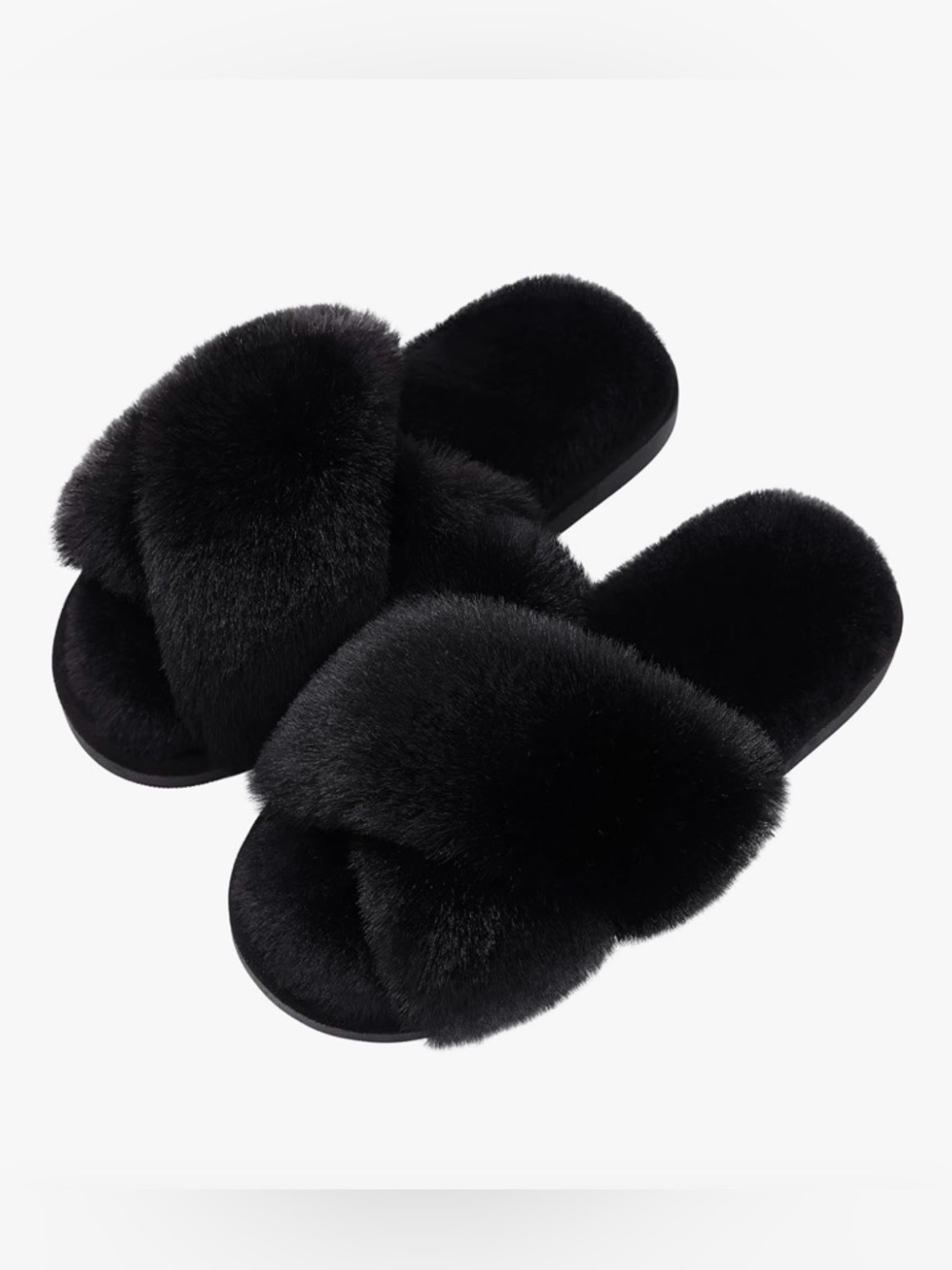 Evshine Women's Fuzzy Slippers Cross Band Memory Foam House Slippers Open Toe